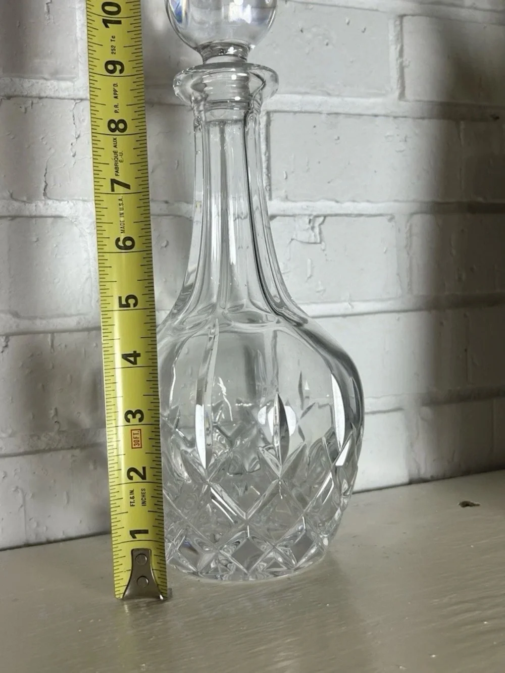 Clear Cut Glass Decanter with Stopper